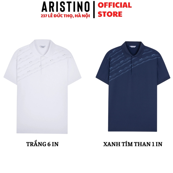 Áo Thun Polo Nam Cổ Bẻ Aristino APS084S3 Màu: Trắng 6 in, Xanh tím than 1 in