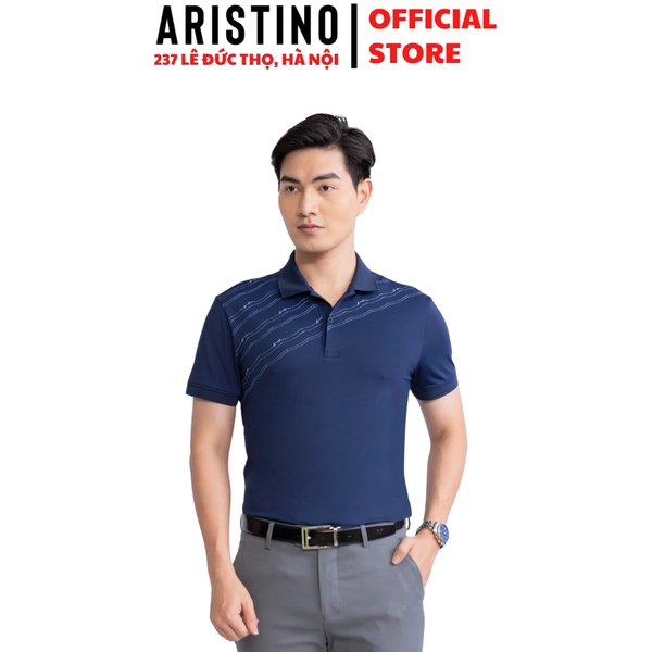 Áo Thun Polo Nam Cổ Bẻ Aristino APS084S3 Màu: Trắng 6 in, Xanh tím than 1 in