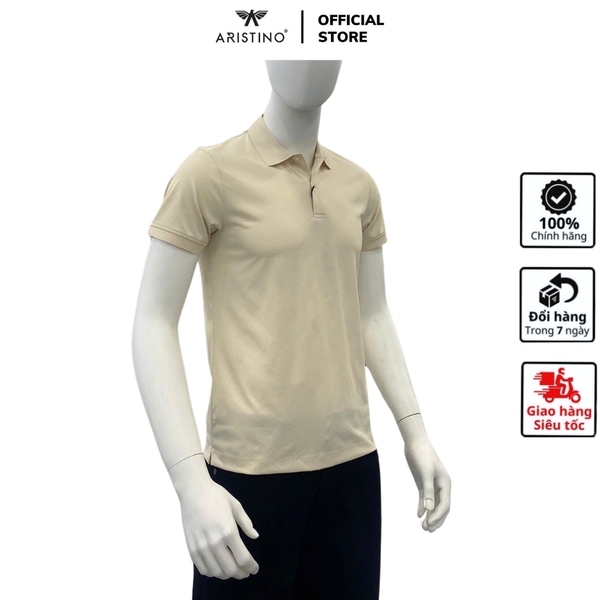 Áo Thun Polo Nam Cổ Bẻ Aristino APS094AS3 màu be 2 Jacquard họa tiết
