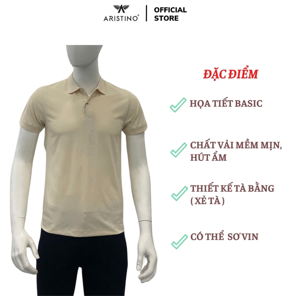 Áo Thun Polo Nam Cổ Bẻ Aristino APS094AS3 màu be 2 Jacquard họa tiết