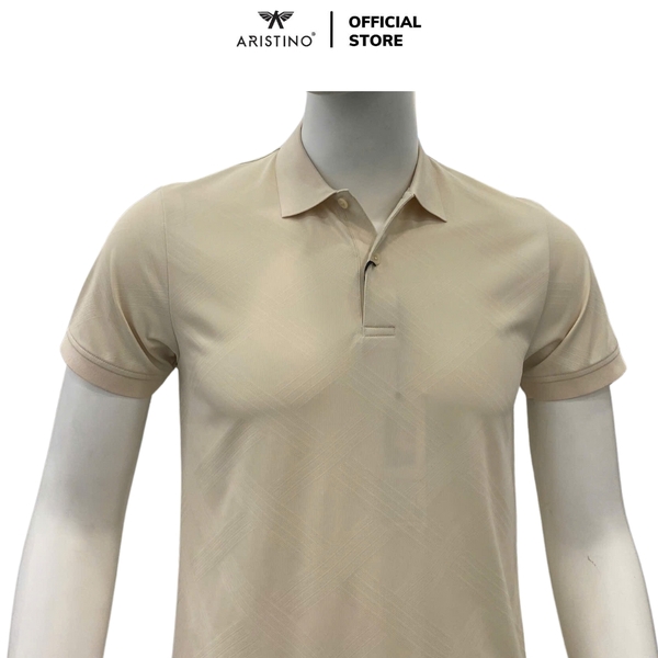 Áo Thun Polo Nam Cổ Bẻ Aristino APS094AS3 màu be 2 Jacquard họa tiết