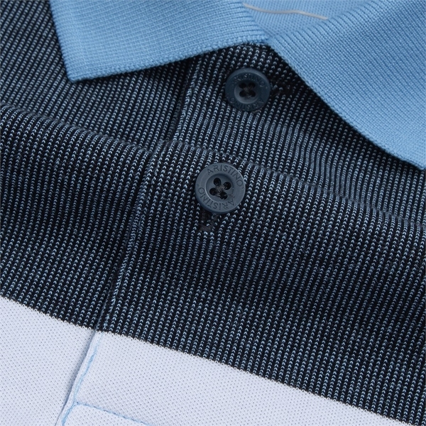 Áo Thun Polo Nam Cổ Bẻ Aristino APS122S3 màu xanh biển 221 kẻ jacquard