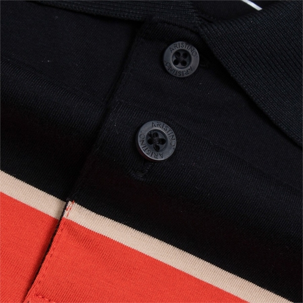 Áo Thun Polo Nam Cổ Bẻ Aristino APS125S3 màu Đen 9 kẻ jacquard