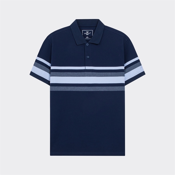Áo Thun Polo Nam Cổ Bẻ Aristino APS016S3 màu Xanh tím than 5 kẻ Jacquard