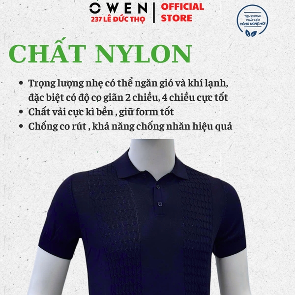 Áo Polo len ngắn tay Owen ALP251291N màu xanh tím than dáng suông regular fit chất liệu Rayon
