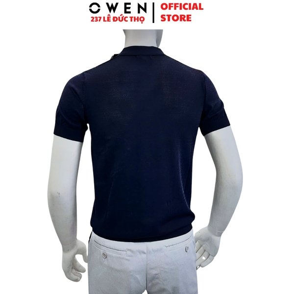 Áo Polo len ngắn tay Owen ALP251291N màu xanh tím than dáng suông regular fit chất liệu Rayon