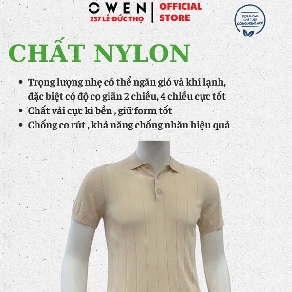 Áo Polo len ngắn tay Owen ALP251292N màu be nhạt dáng suông regular fit chất liệu Rayon