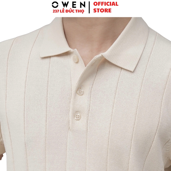 Áo Polo len ngắn tay Owen ALP251292N màu be nhạt dáng suông regular fit chất liệu Rayon