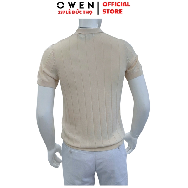 Áo Polo len ngắn tay Owen ALP251292N màu be nhạt dáng suông regular fit chất liệu Rayon