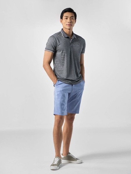 Áo Thun polo Nam Tay Ngắn Có Cổ Owen APT231215 màu xám kẻ sọc dáng body fit vải polyester