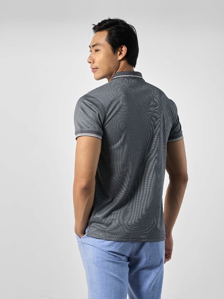 Áo Thun polo Nam Tay Ngắn Có Cổ Owen APT231215 màu xám kẻ sọc dáng body fit vải polyester