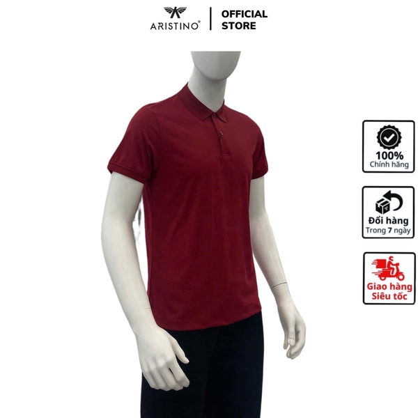 Áo Thun Polo Nam Cổ Bẻ Aristino APS093AS4 màu đỏ booc đô 6 Jacquard họa tiết