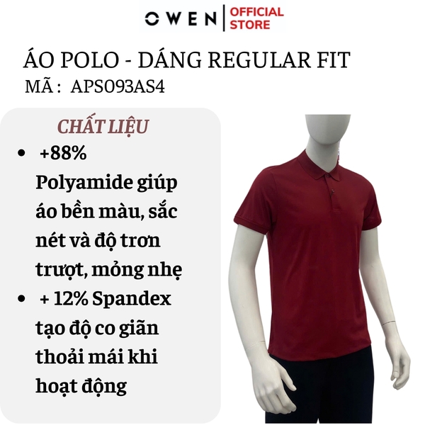 Áo Thun Polo Nam Cổ Bẻ Aristino APS093AS4 màu đỏ booc đô 6 Jacquard họa tiết