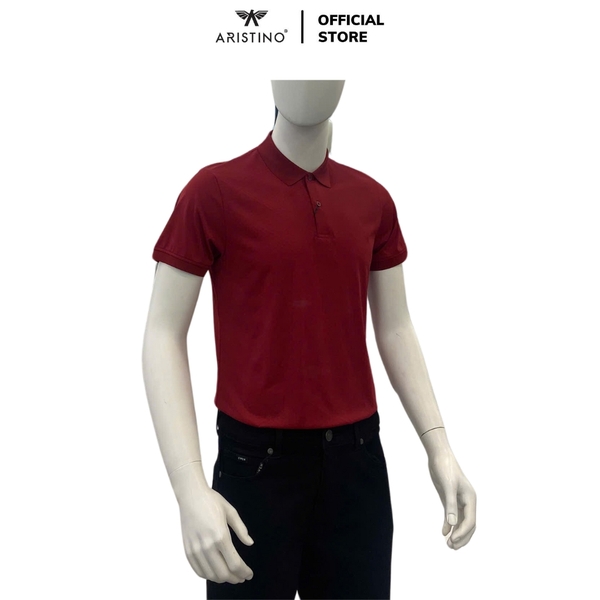 Áo Thun Polo Nam Cổ Bẻ Aristino APS093AS4 màu đỏ booc đô 6 Jacquard họa tiết