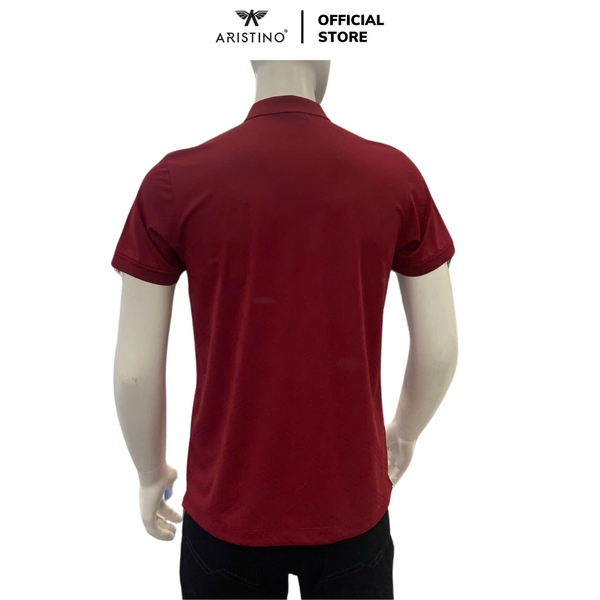 Áo Thun Polo Nam Cổ Bẻ Aristino APS093AS4 màu đỏ booc đô 6 Jacquard họa tiết