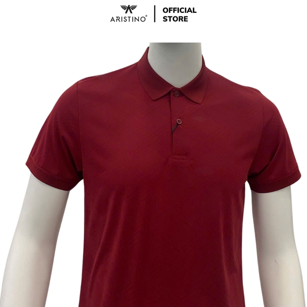 Áo Thun Polo Nam Cổ Bẻ Aristino APS093AS4 màu đỏ booc đô 6 Jacquard họa tiết