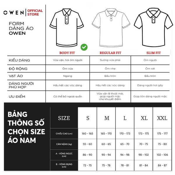 Áo Thun polo Nam Tay Ngắn Có Cổ Owen APV233204 màu xanh kẻ ngang đen trắng dáng body fit tà bằng chất liệu cotton poly