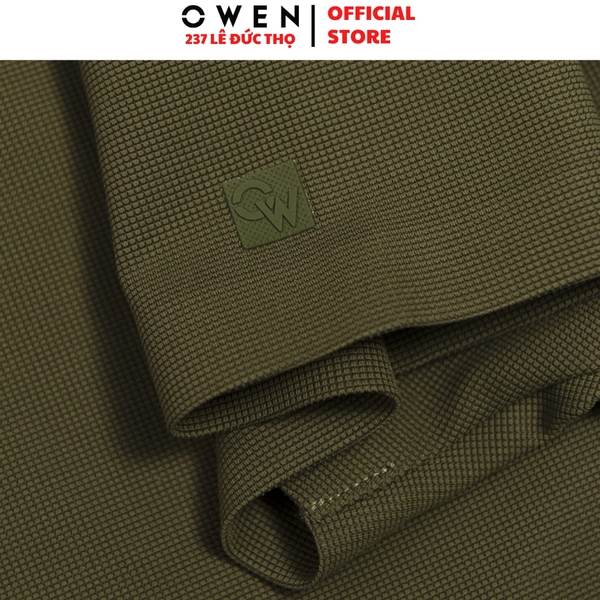 Áo thun polo Nam Tay Ngắn Có Cổ Owen APV253603 Màu xanh lá dáng body fit tà bằng chất liệu Nylon