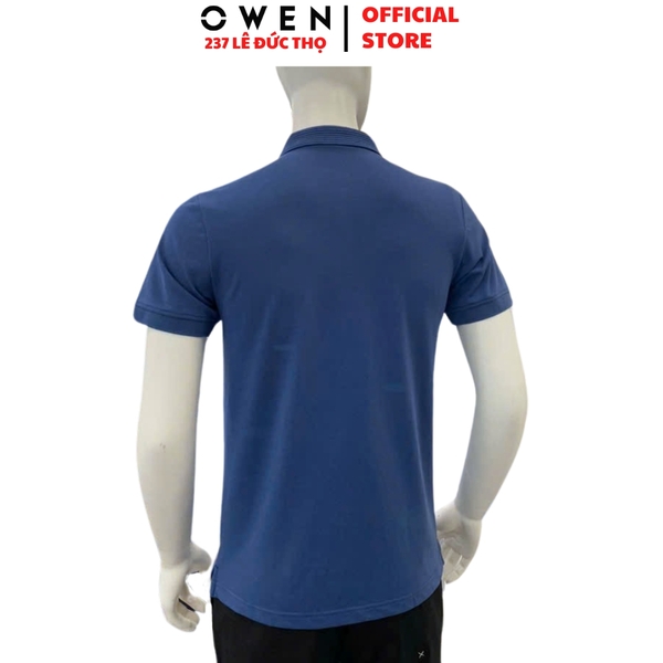 Áo thun polo Nam Tay Ngắn Có Cổ Owen APV253640 màu xanh dương dáng body fit tà bằng chất liệu CVC spandex