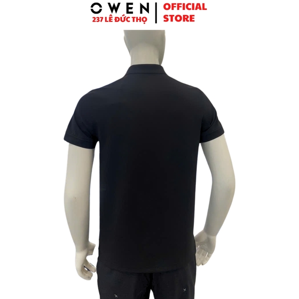 Áo thun polo Nam Tay Ngắn Có Cổ Owen APV253650 màu đen dáng body fit tà bằng chất liệu Nylon