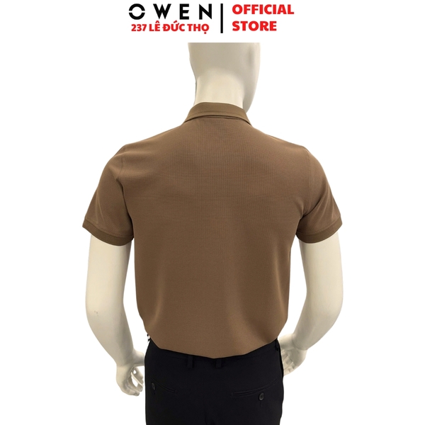 Áo thun polo Nam Tay Ngắn Có Cổ Owen APV253651 màu nâu dáng body fit tà bằng chất liệu Nylon