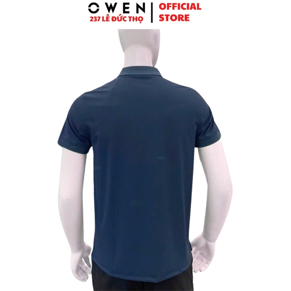 Áo thun polo Nam Tay Ngắn Có Cổ Owen APV253653 màu xanh dương đậm dáng body fit tà bằng chất liệu Nylon
