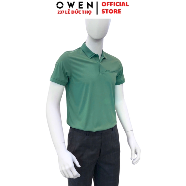 Áo thun polo Nam Tay Ngắn Có Cổ Owen APV253655 màu xanh bạc hà dáng suông body fit tà bằng xẻ tà chất liệu nylon spandex