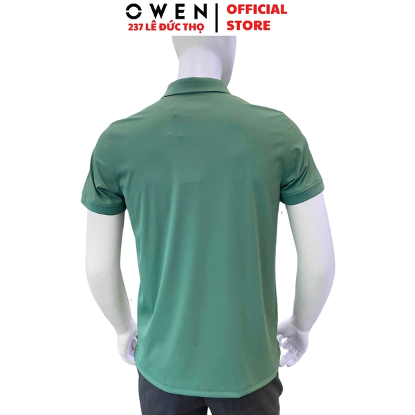 Áo thun polo Nam Tay Ngắn Có Cổ Owen APV253655 màu xanh bạc hà dáng suông body fit tà bằng xẻ tà chất liệu nylon spandex