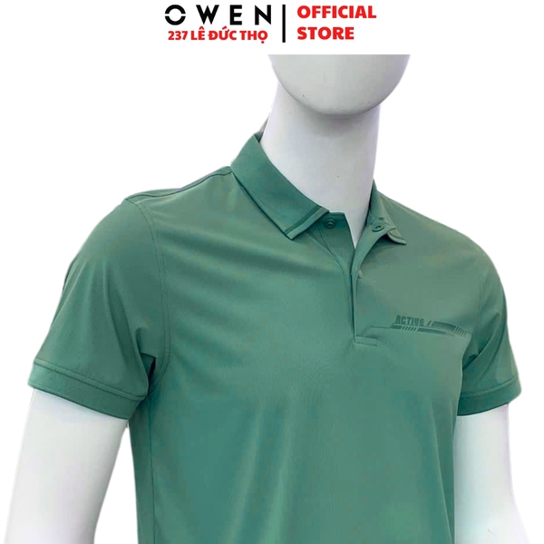 Áo thun polo Nam Tay Ngắn Có Cổ Owen APV253655 màu xanh bạc hà dáng suông body fit tà bằng xẻ tà chất liệu nylon spandex