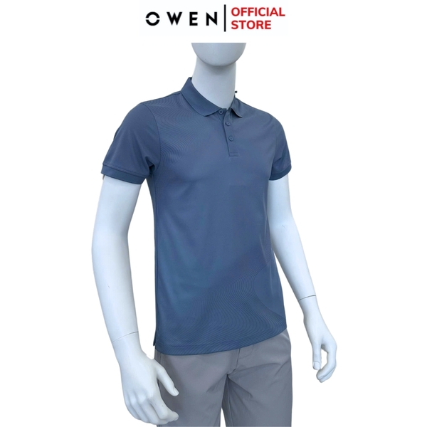 Áo thun polo Nam Tay Ngắn Có Cổ Owen APV253661 màu xanh đậm dáng suông tà bằng xẻ tà chất liệu polyester cafe