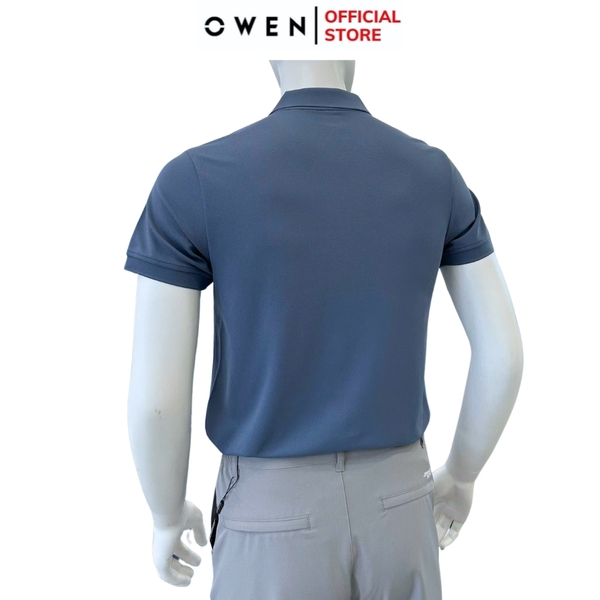 Áo thun polo Nam Tay Ngắn Có Cổ Owen APV253661 màu xanh đậm dáng suông tà bằng xẻ tà chất liệu polyester cafe