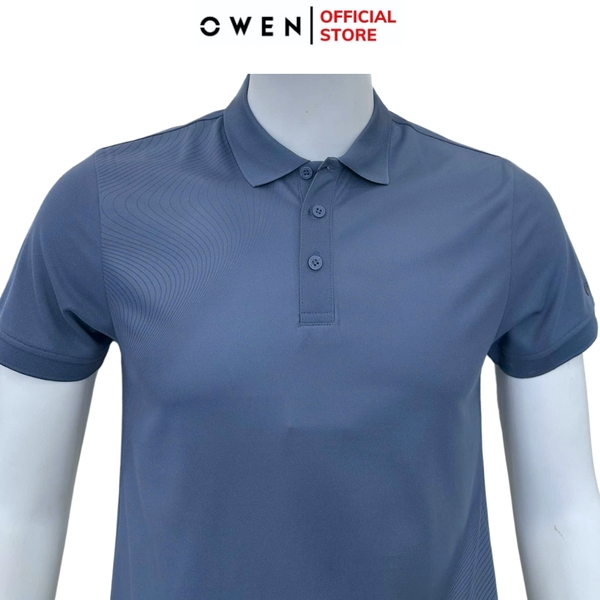 Áo thun polo Nam Tay Ngắn Có Cổ Owen APV253661 màu xanh đậm dáng suông tà bằng xẻ tà chất liệu polyester cafe