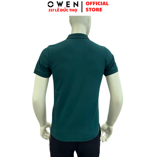 Áo Thun polo Nam Tay Ngắn Có Cổ Owen APV262000 màu xanh lá dáng suông body fit xẻ tà Chất liệu cotton poly