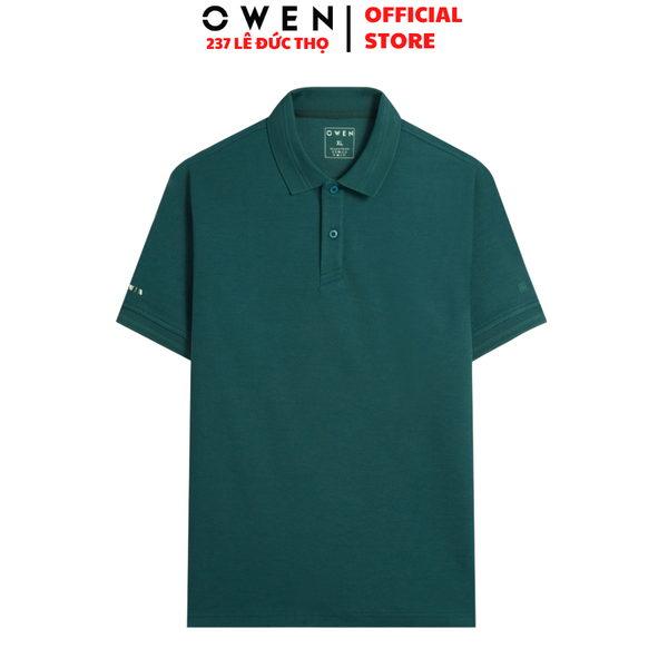 Áo Thun polo Nam Tay Ngắn Có Cổ Owen APV262000 màu xanh lá dáng suông body fit xẻ tà Chất liệu cotton poly