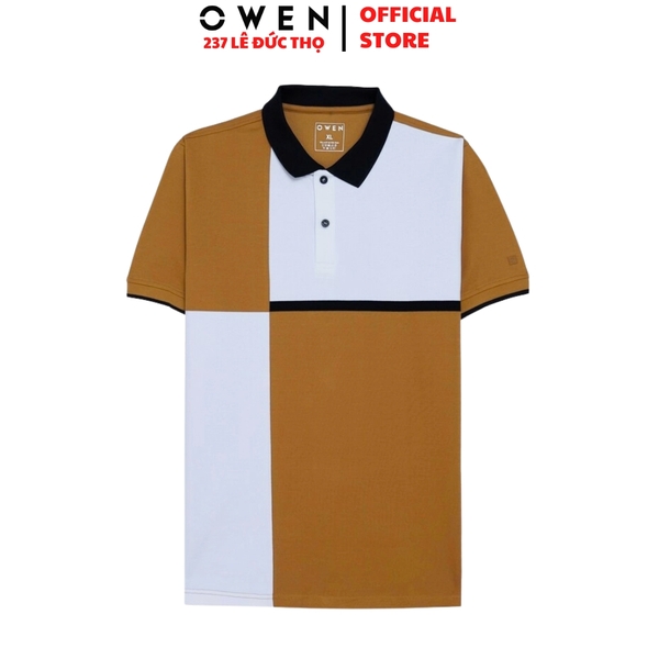 Áo Thun polo Nam Tay Ngắn Có Cổ Owen APV262006 màu nâu dáng suông body fit xẻ tà chất liệu cotton