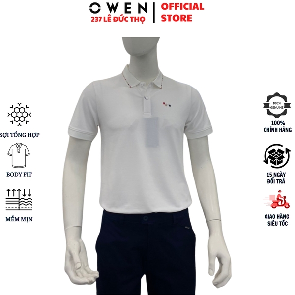 Áo Polo Nam Owen APV262013 Trắng Body Fit Cotton Spandex