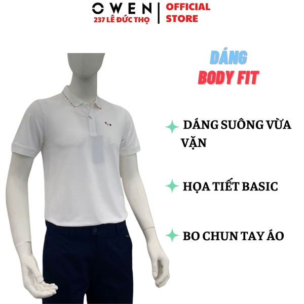 Áo Polo Nam Owen APV262013 Trắng Body Fit Cotton Spandex