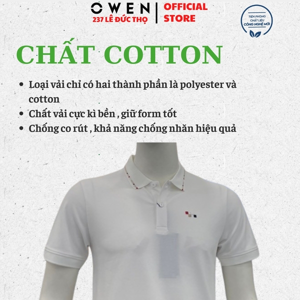 Áo Polo Nam Owen APV262013 Trắng Body Fit Cotton Spandex