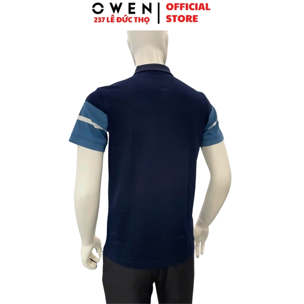 Áo thun polo Nam Tay Ngắn Có Cổ Owen APV262024 màu xanh tím than dáng body fit tà bằng xẻ tà chất liệu cotton polyester spandex