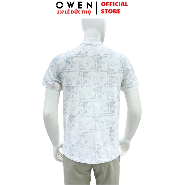 Áo thun polo Nam Tay Ngắn Có Cổ Owen APV262039 màu trắng dáng body fit tà bằng xẻ tà chất liệu cotton polyester spandex