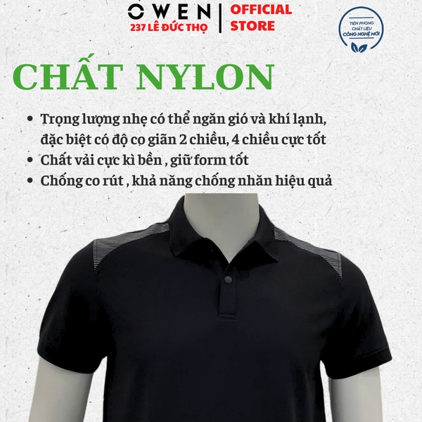 Áo thun polo Nam Tay Ngắn Có Cổ Owen APV262045 màu đen chất liệu nylon spandex