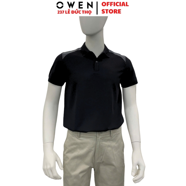 Áo thun polo Nam Tay Ngắn Có Cổ Owen APV262045 màu đen chất liệu nylon spandex