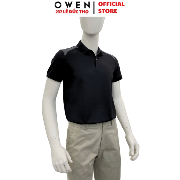 Áo thun polo Nam Tay Ngắn Có Cổ Owen APV262045 màu đen chất liệu nylon spandex