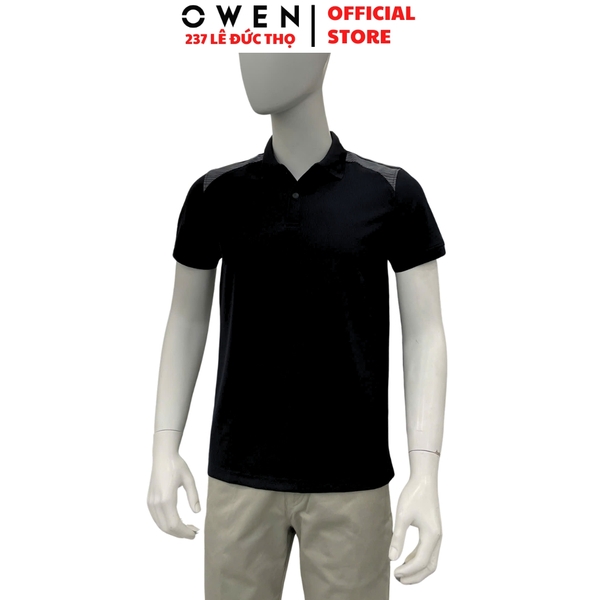 Áo thun polo Nam Tay Ngắn Có Cổ Owen APV262045 màu đen chất liệu nylon spandex