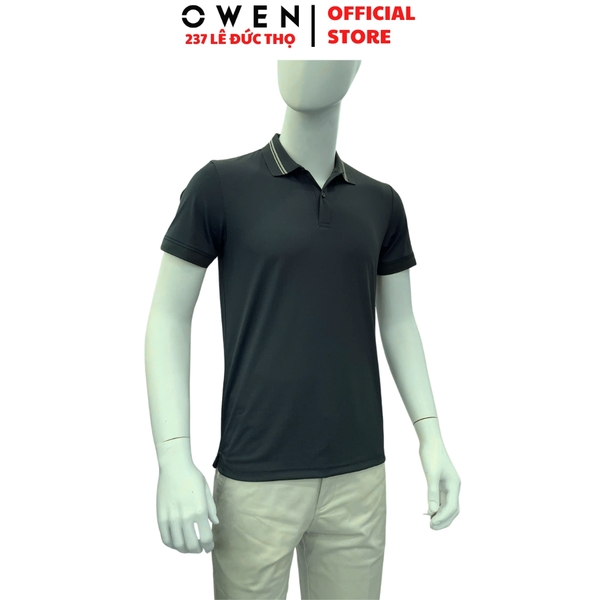Áo thun polo Nam Tay Ngắn Có Cổ Owen APV262056 màu xanh đậm dáng suông body fit xẻ tà chất liệu nylon spandex