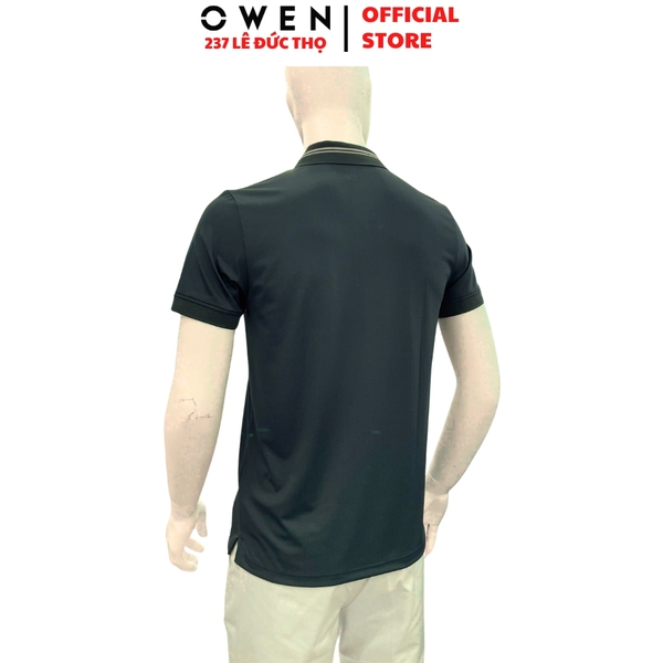 Áo thun polo Nam Tay Ngắn Có Cổ Owen APV262056 màu xanh đậm dáng suông body fit xẻ tà chất liệu nylon spandex
