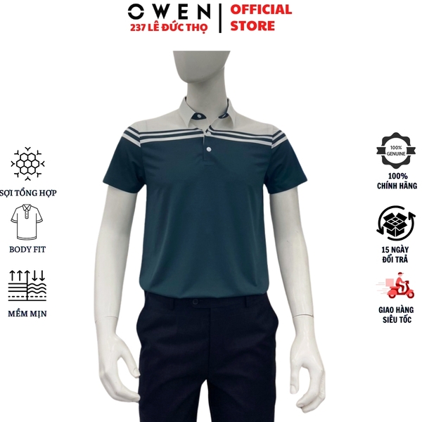 Áo Polo Nam Owen APV262060 Màu Xanh Body Fit Nylon Spandex