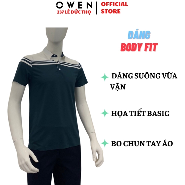 Áo Polo Nam Owen APV262060 Màu Xanh Body Fit Nylon Spandex