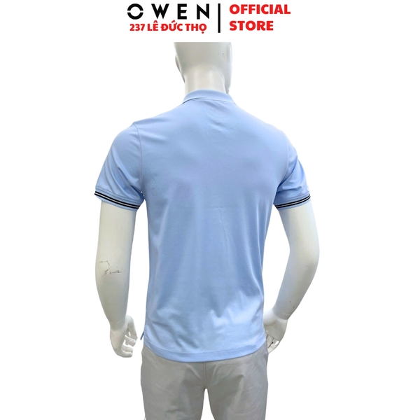 Áo thun polo Nam Tay Ngắn Có Cổ Owen APV262070 màu xanh nhạt dáng suông body fit xẻ tà chất liệu cotton