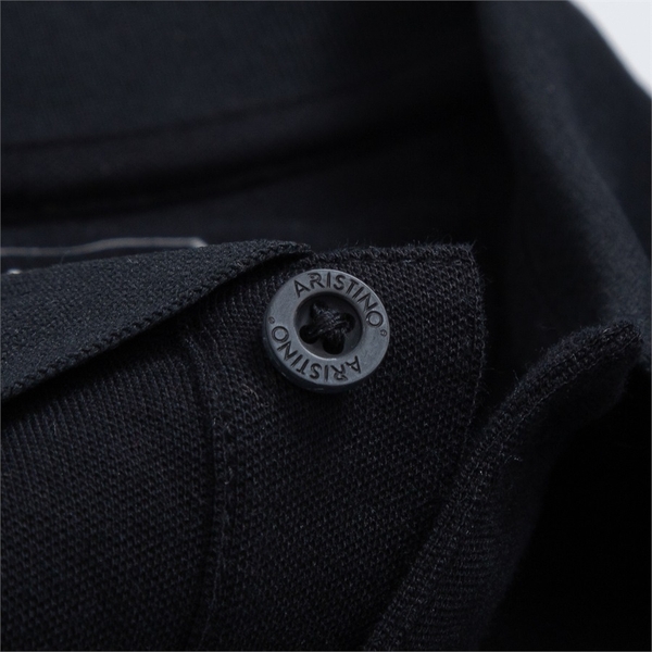 Áo Thun Polo Nam Cổ Bẻ Aristino APS017S3 màu Đen 1 kẻ Jacquard